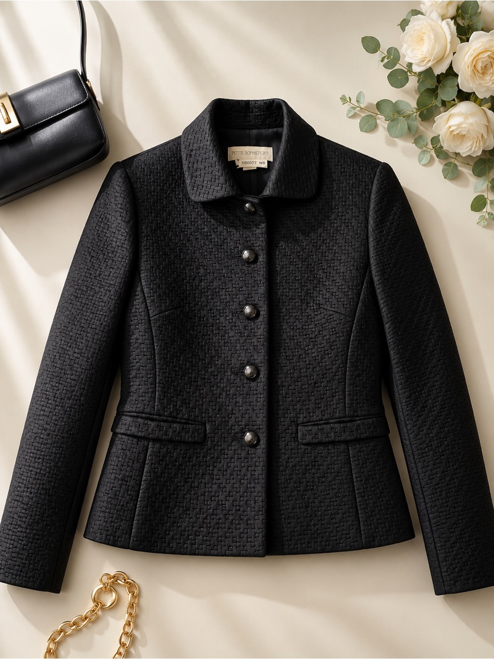 Women's BlackTailored Button-Front Jacket
